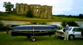 Linnet and Bee on trailer in Ireland prior to rowing down the Shannon