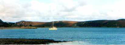 Eclipse anchored off the Scillies - look no boats!